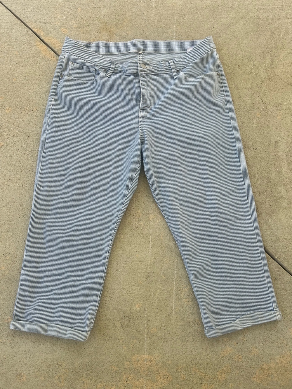 Levi's Light Blue Striped Cropped Jeans